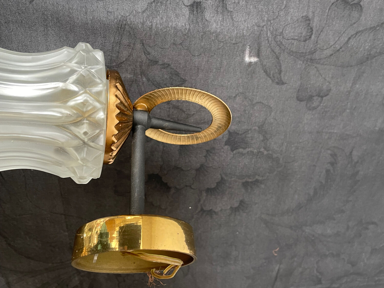 Pair of wall sconces molded glass 60s 70s
