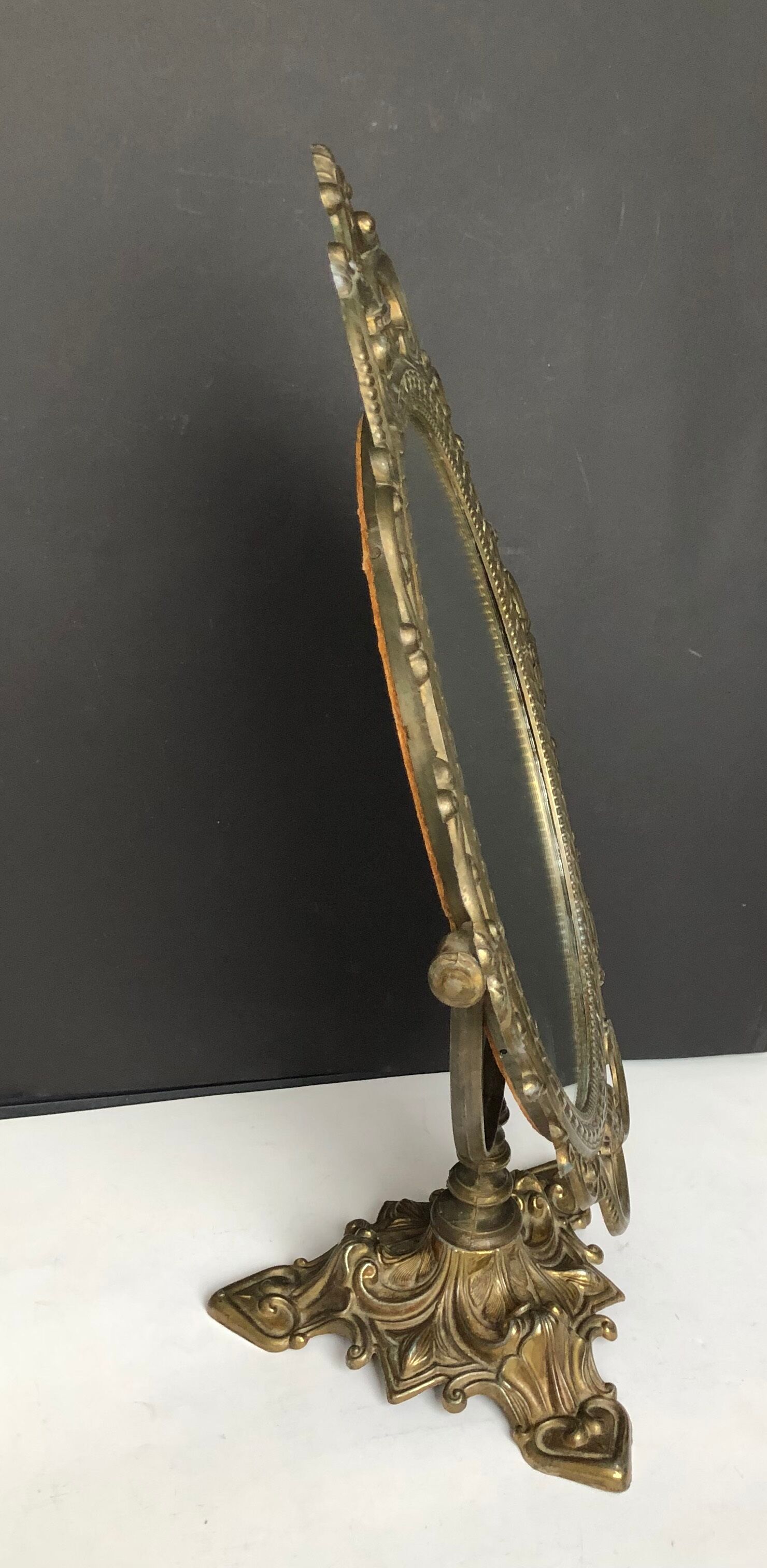 Antique table mirror in gilded bronze