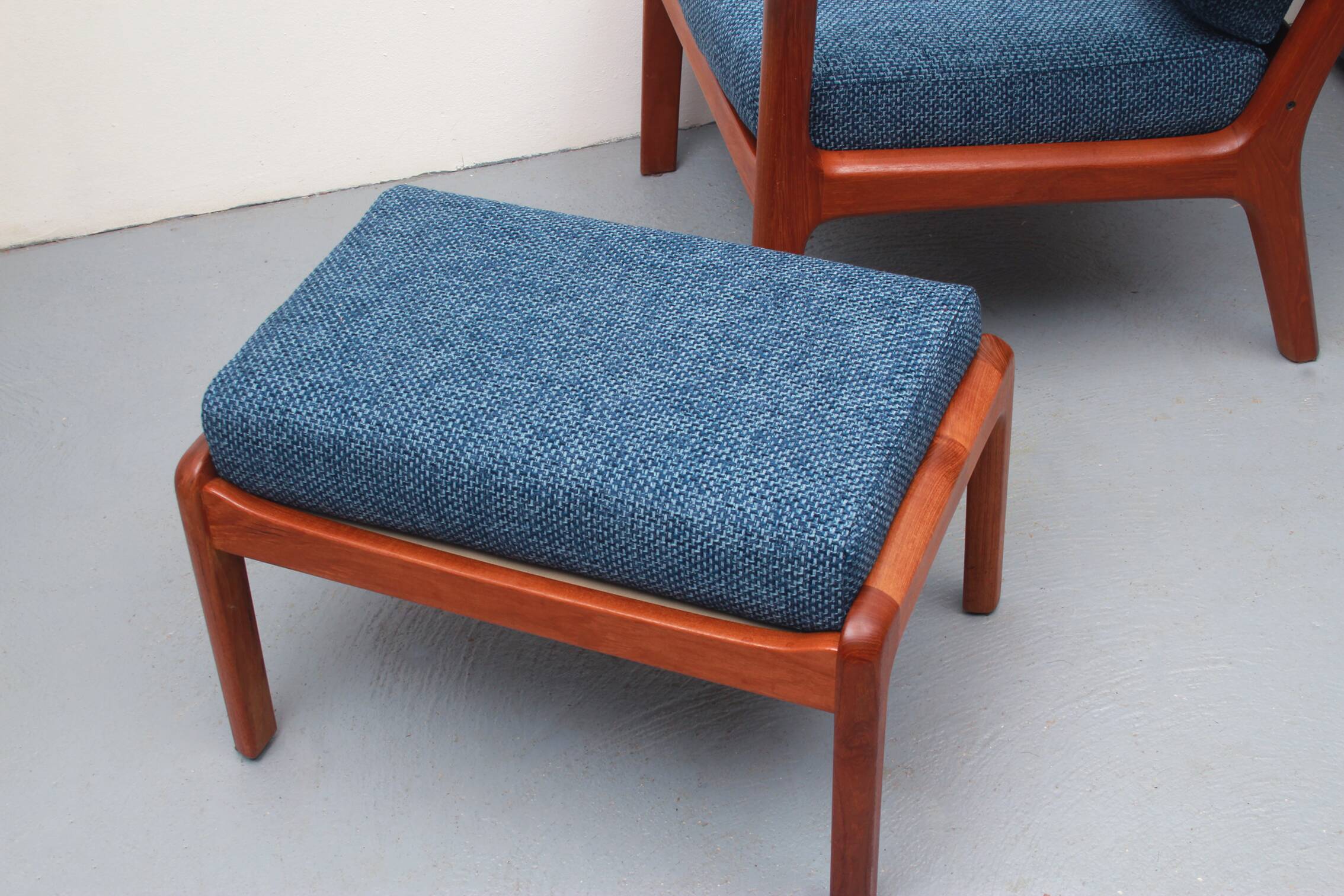 1960s armchair + ottomane teak, Ole Wanscher for Cado
