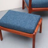 1960s armchair + ottomane teak, Ole Wanscher for Cado