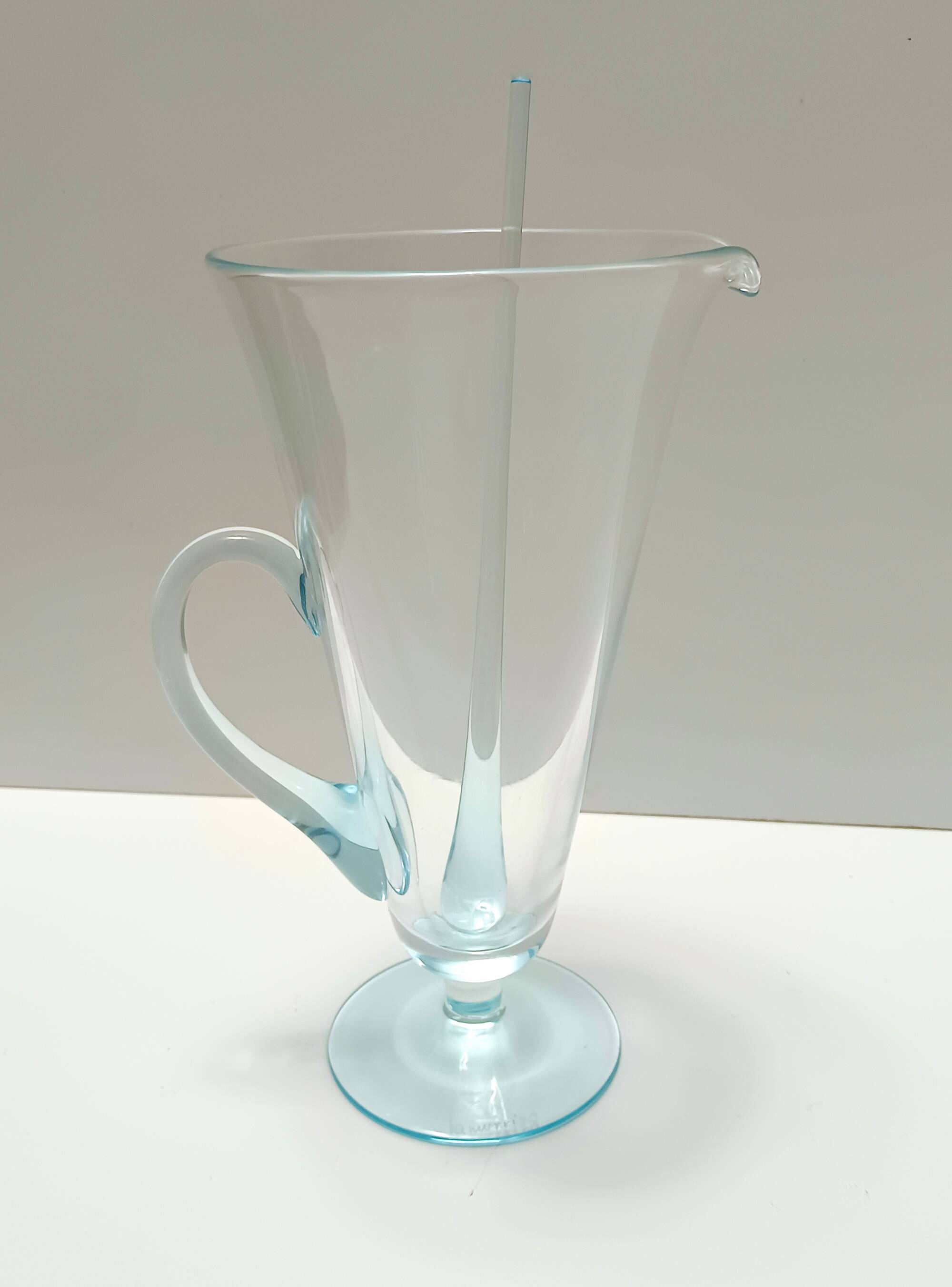 Light Blue Murano Glass Cocktail Set of 6 Glasses and a Pitcher by La Murrina