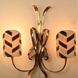 XL golden wall lamp, Hollywood regency style, 1970s