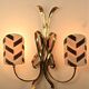 XL golden wall lamp, Hollywood regency style, 1970s