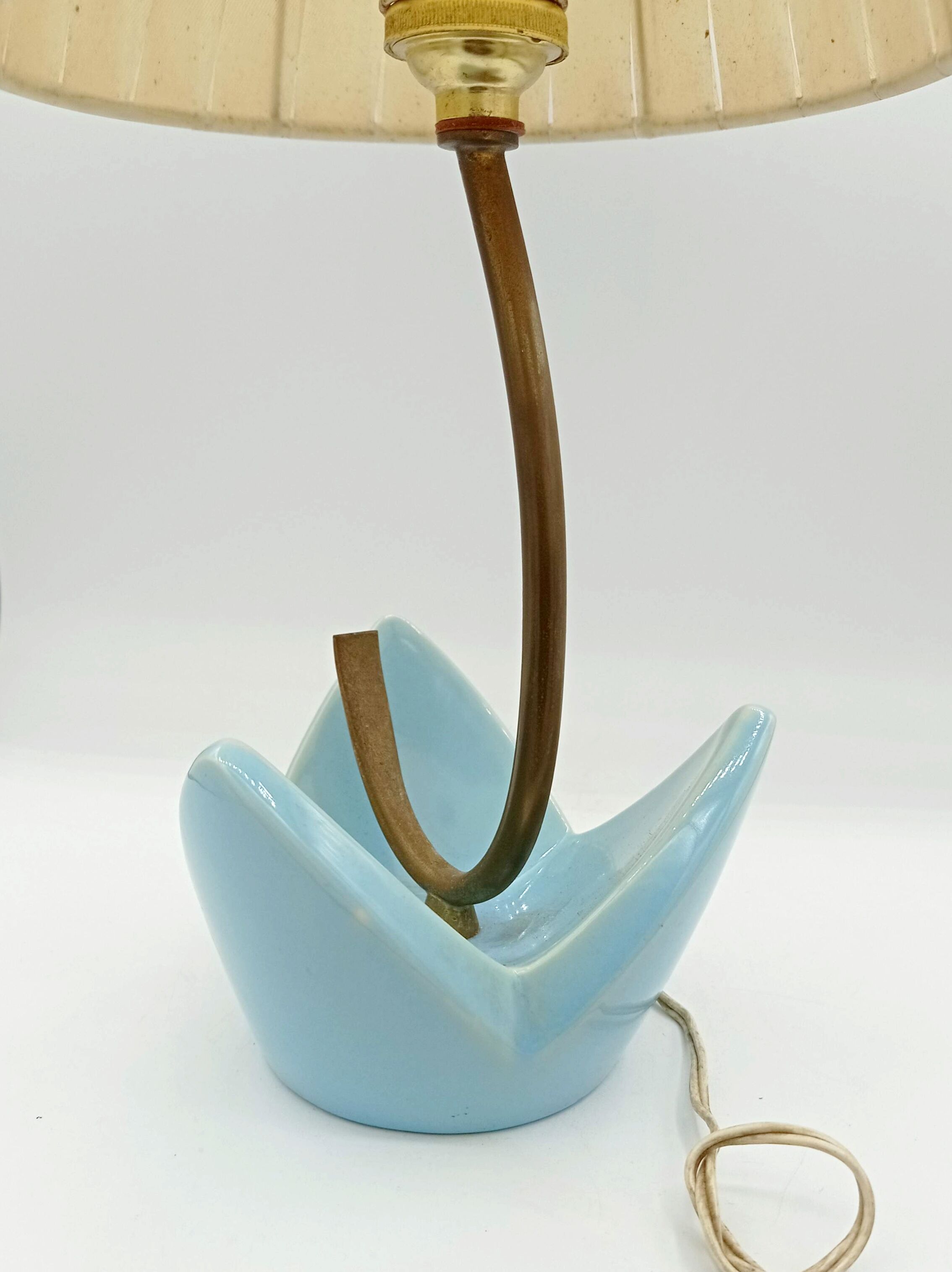 Ceramic lamp and brass circa 1955