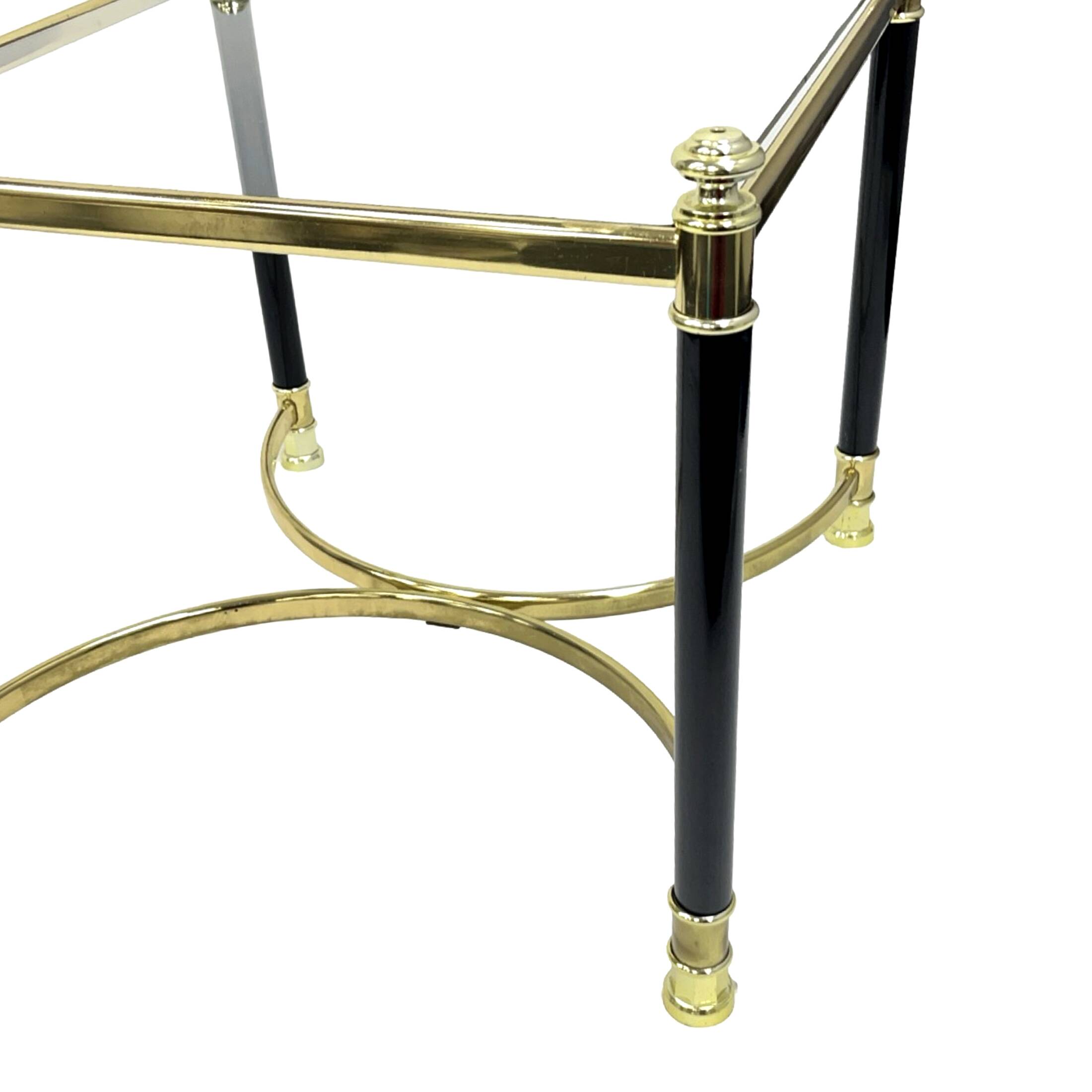Hollywood Regency Side Table, Brass and Glass, 1970s, Maison Jansen Style