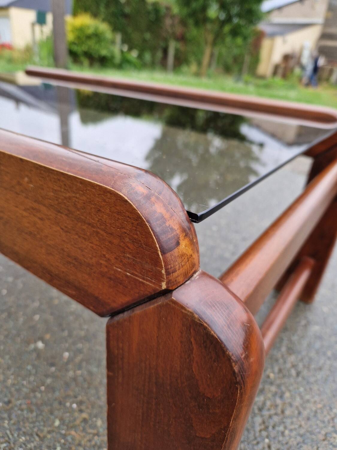 Vintage smoked glass coffee table