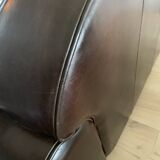 Brown leather club sofa