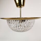Brass and Crystal Ceiling Lamp from the 1960s by Tyringe for Orrefors, Sweden