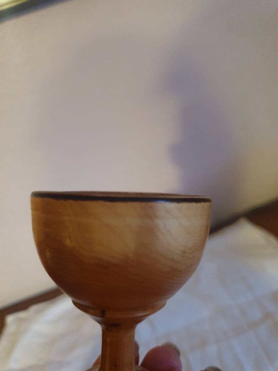 Vintage turned wooden candle holder