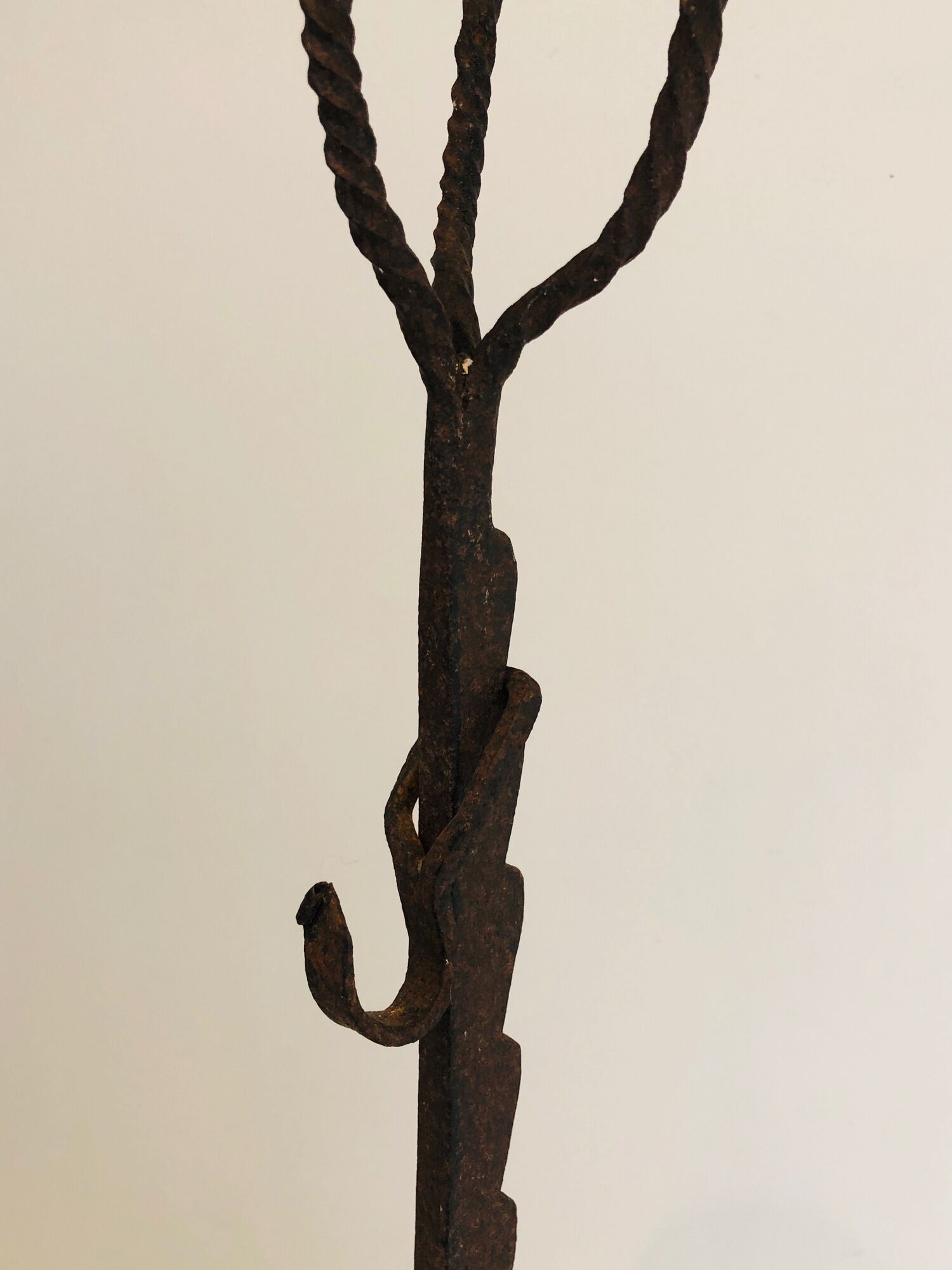 Pair of wrought iron landiers. french work ,seventeenth century