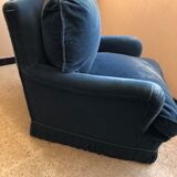 Pair of vintage chairs in oil blue velvet.