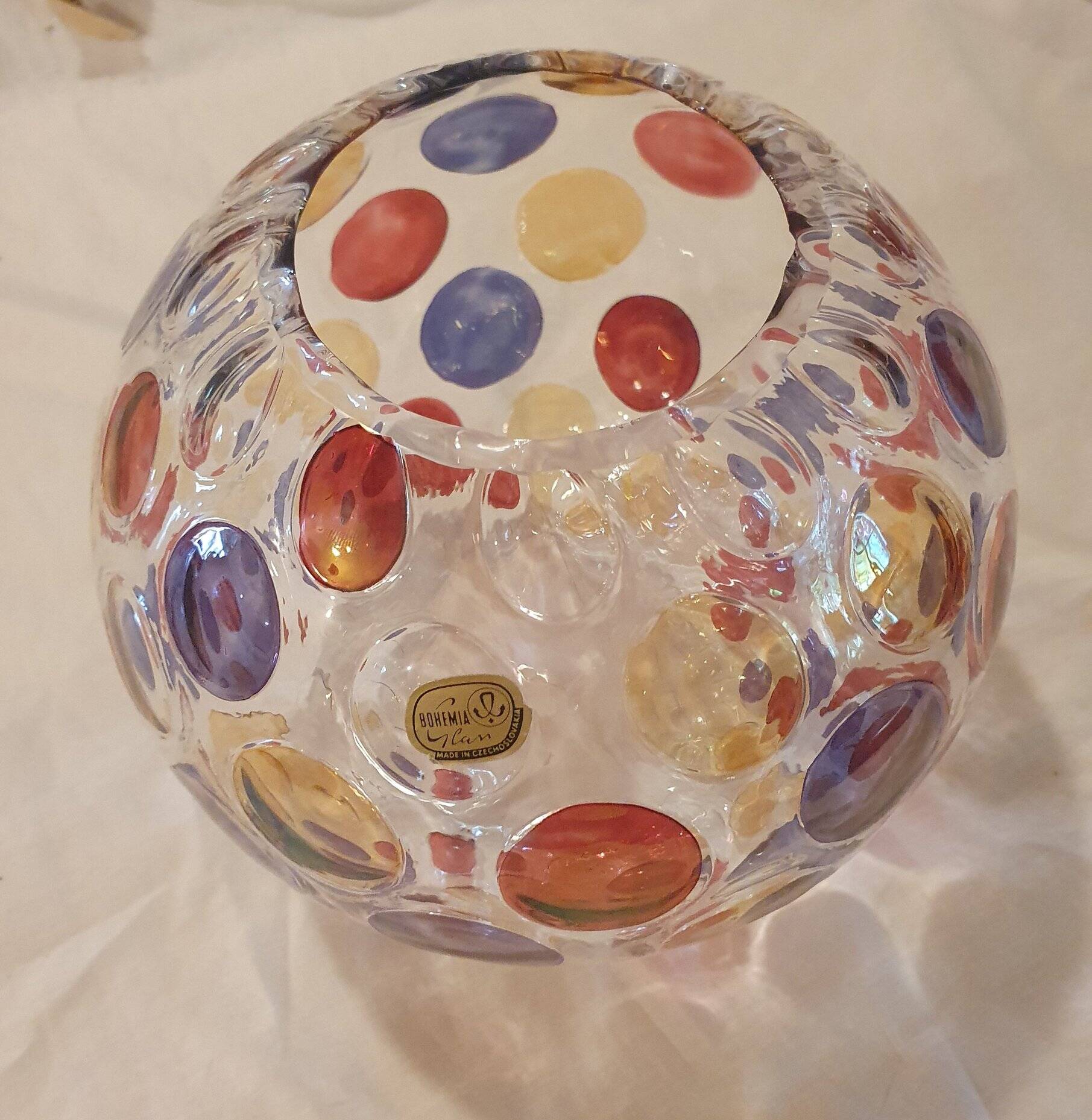 Vintage round vase - Bohemia 1960 - "Nemo" Borske Sklo by Max Kannegiesser