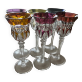Set of 6 cut crystal liqueur glasses in colour – Bohemian style
