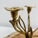3-armed candlestick, brass flower bouquet