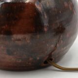 Dark brown stoneware ball lamp by Guy Baudat, 1970s