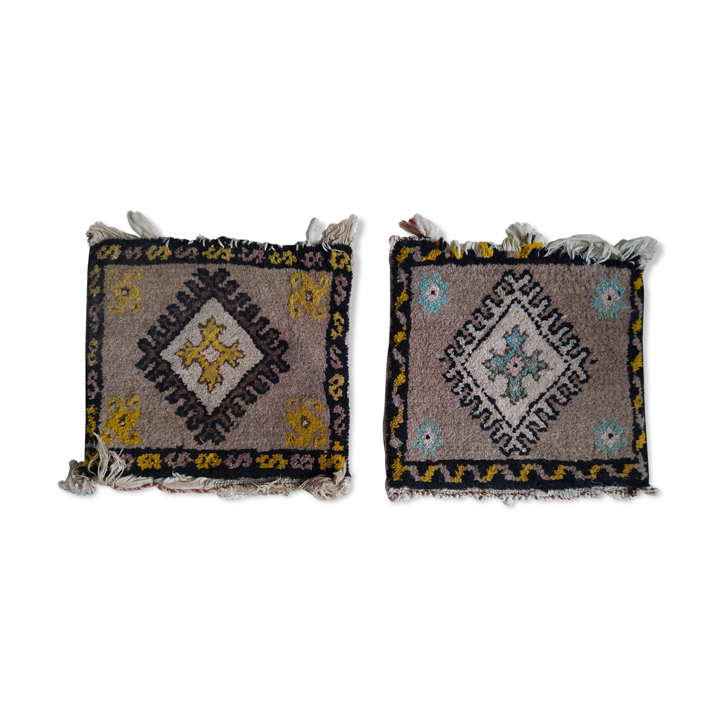 Pair of 2 mini kilim deco wall mats 37x37cm
