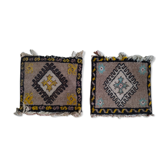 Pair of 2 mini kilim deco wall mats 37x37cm