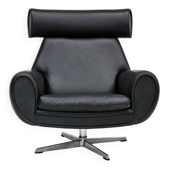 Années 1960, chaise pivotante danoise, état d'origine, cuir, fonte d'aluminium.