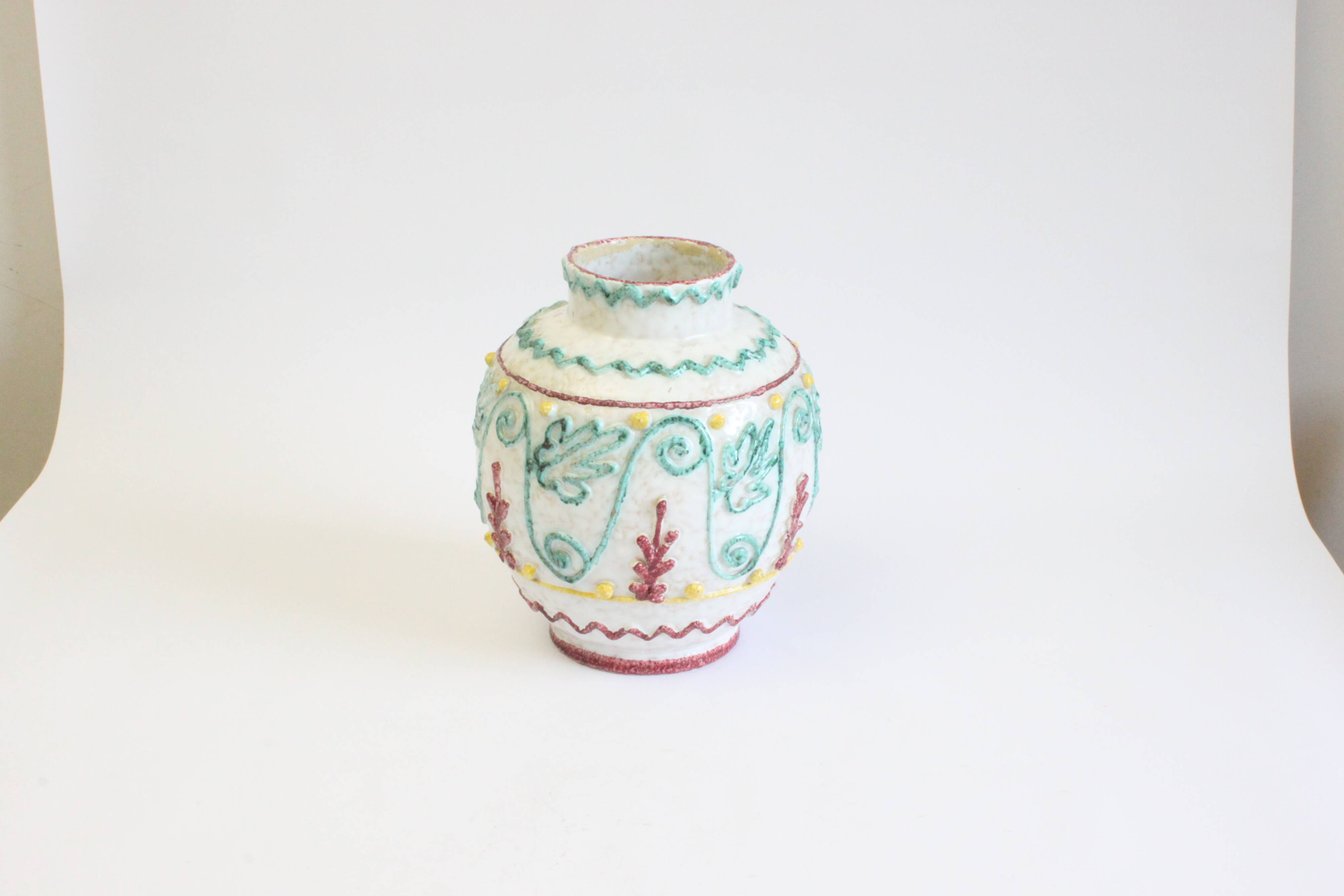 Mediterranean vase with reliëf by Fratelli Fanciullacci, Italy