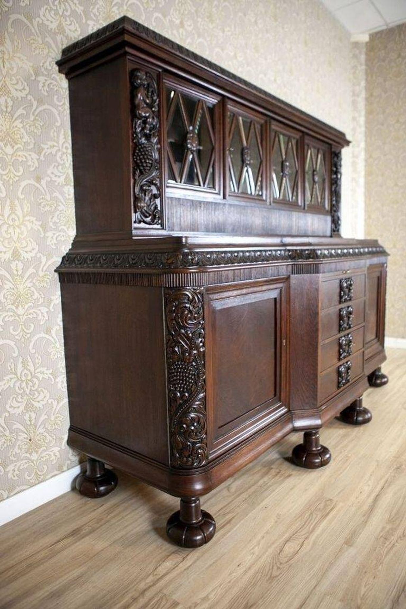 Interwar Oak Sideboard in Dark Brown, 1930s