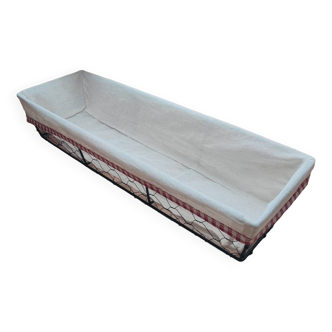 Bread basket in metal and fabric - 43 x 13 x 8 cm