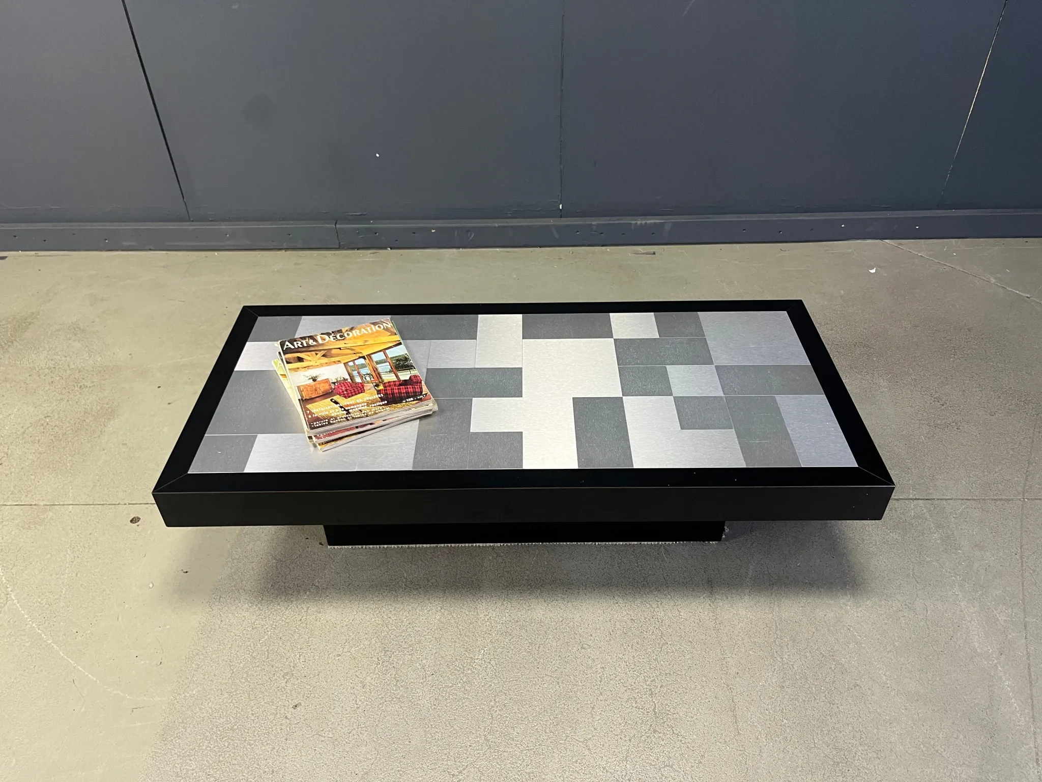 Vintage lacquer and aluminum coffee table, 1970s