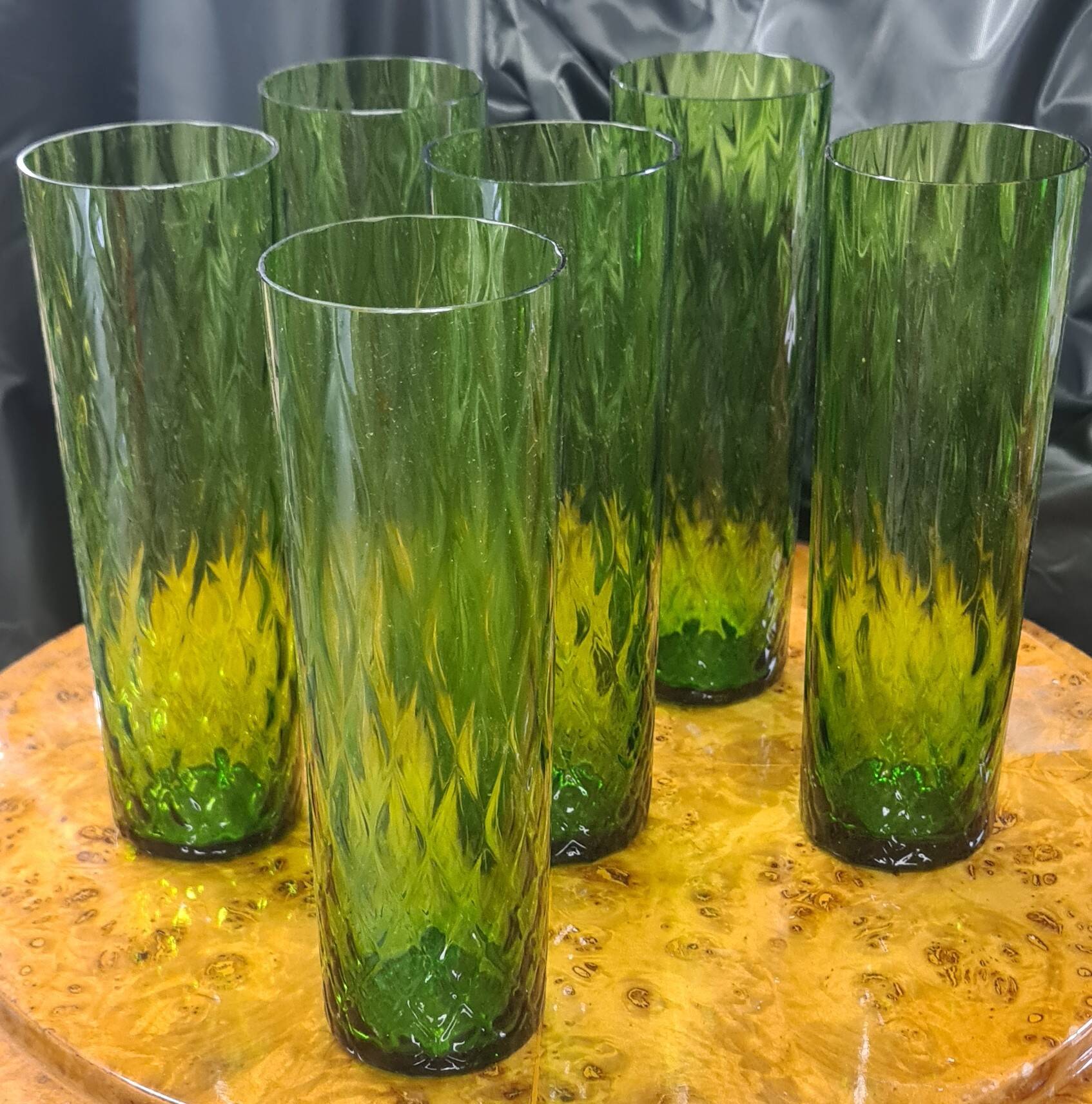 Emerald crystal glass 1970 faceted, very good condition 19x6