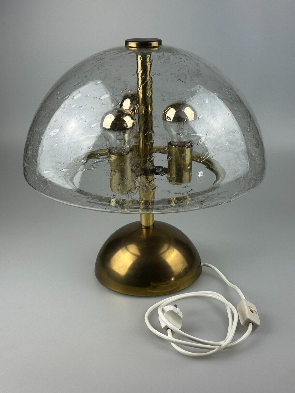 60s 70s table lamp by Doria Leuchten Germany glass brass Space Age