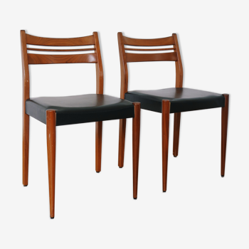 Paire de chaises scandinaves skaï/teck