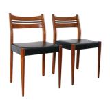 Pair of Scandinavian chairs skaï/teak