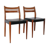 Pair of Scandinavian chairs skaï/teak
