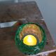 Green glass tealight holder