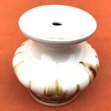 1950s Candle holder / Lantern on a glazed ceramic pedestal
