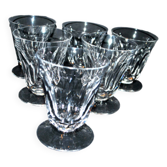 Set of 6 flat ribbed crystal tumbler water glasses
