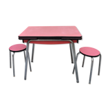 Table with two stools in red formica