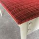 Coffre banquette vintage bois laqué blanc et tissus - 1970
