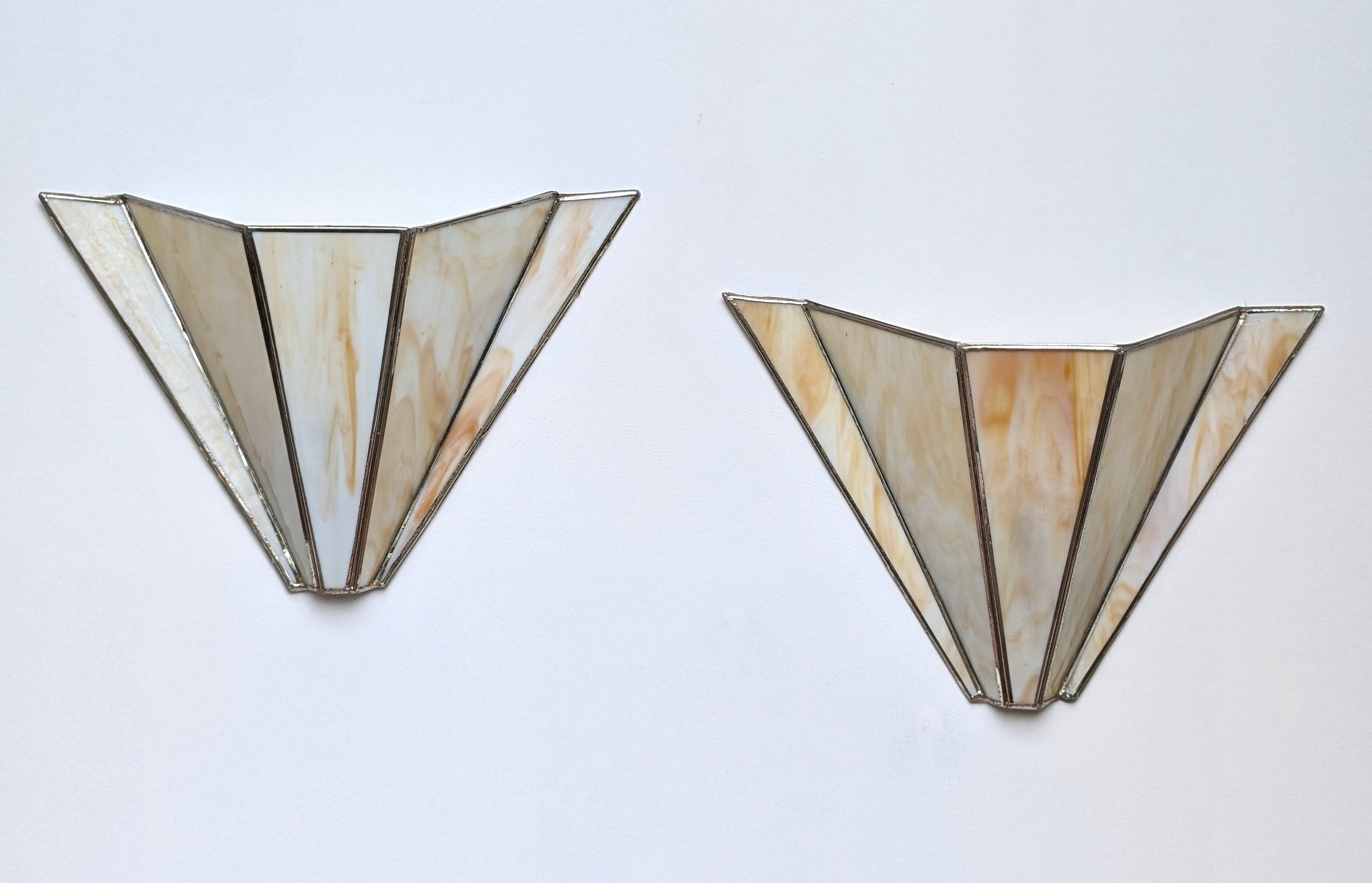 Pair of Art Deco glass paste wall lights