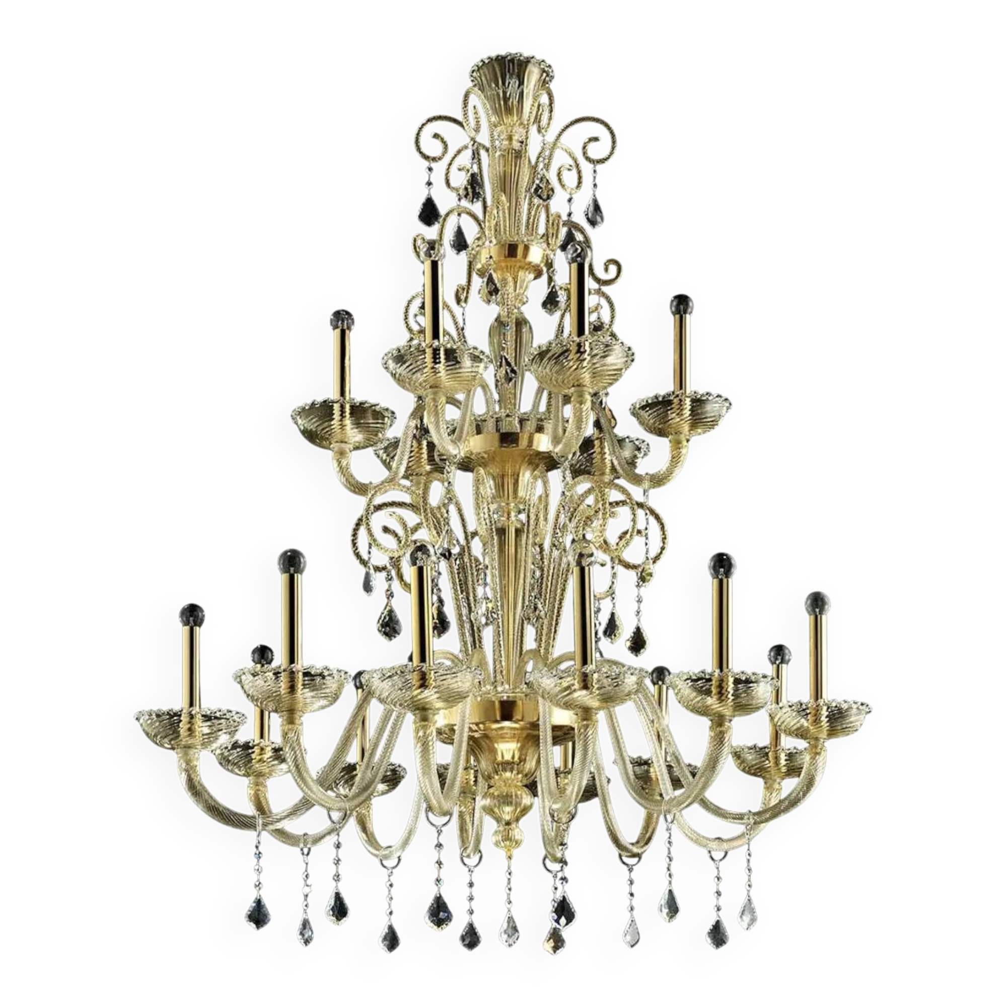 Imperial Gold "Curls" Murano Glass Venetian Chandelier