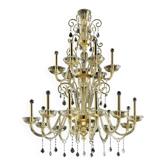 Chandelier vénitien en verre de Murano "Curls" en or impérial