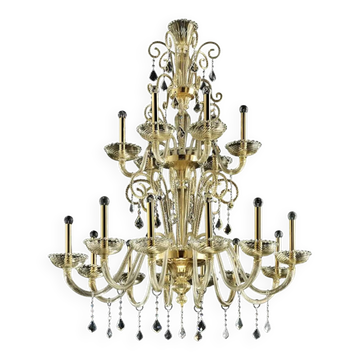 Chandelier vénitien en verre de Murano "Curls" en or impérial