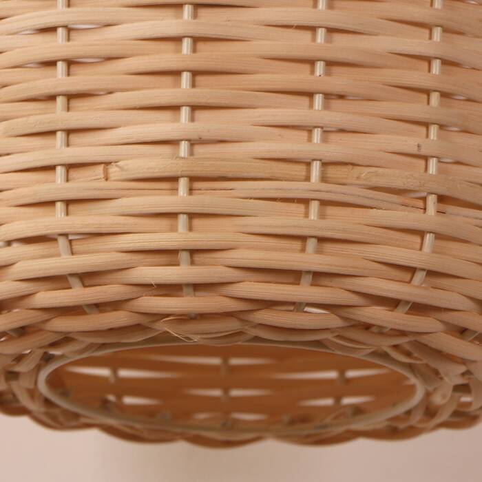 White & Beige Rattan Sconce Lamp 30x25Cm