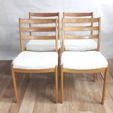 Set of 4 vintage faux sheepskin chairs 1960 Denmark