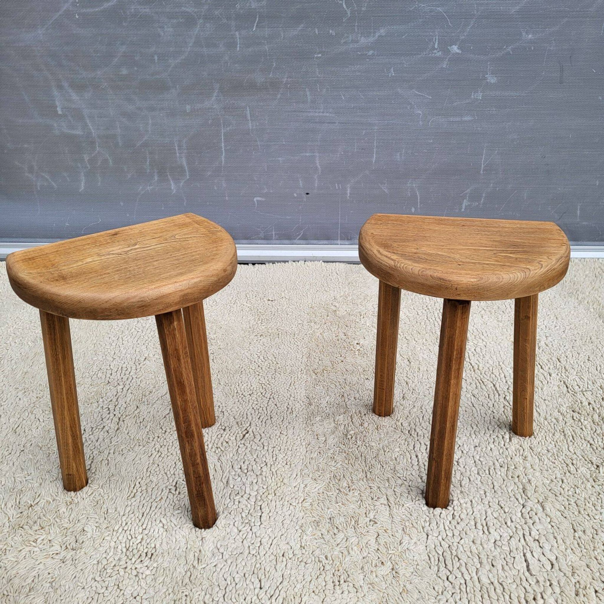 Pair of raw wood milking stools • Brutalist spirit & nature