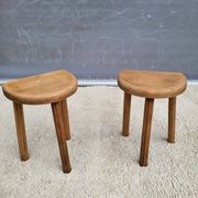 Pair of raw wood milking stools • Brutalist spirit & nature
