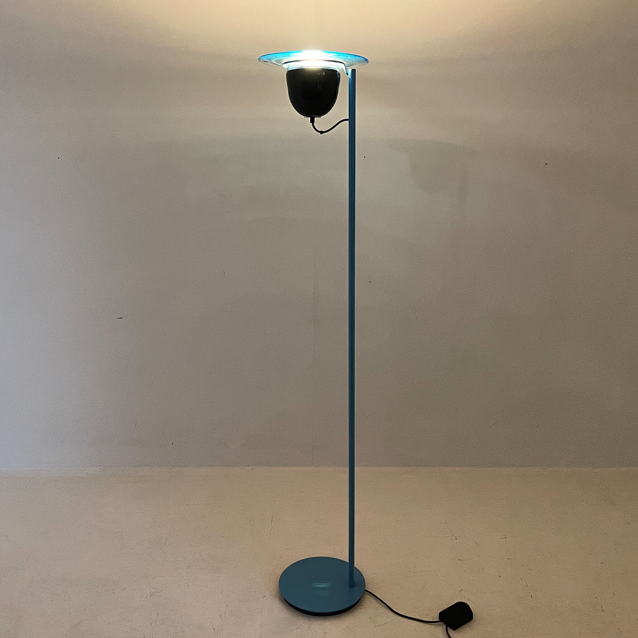 1970's vetri murano glass & metal floor lamp, italy