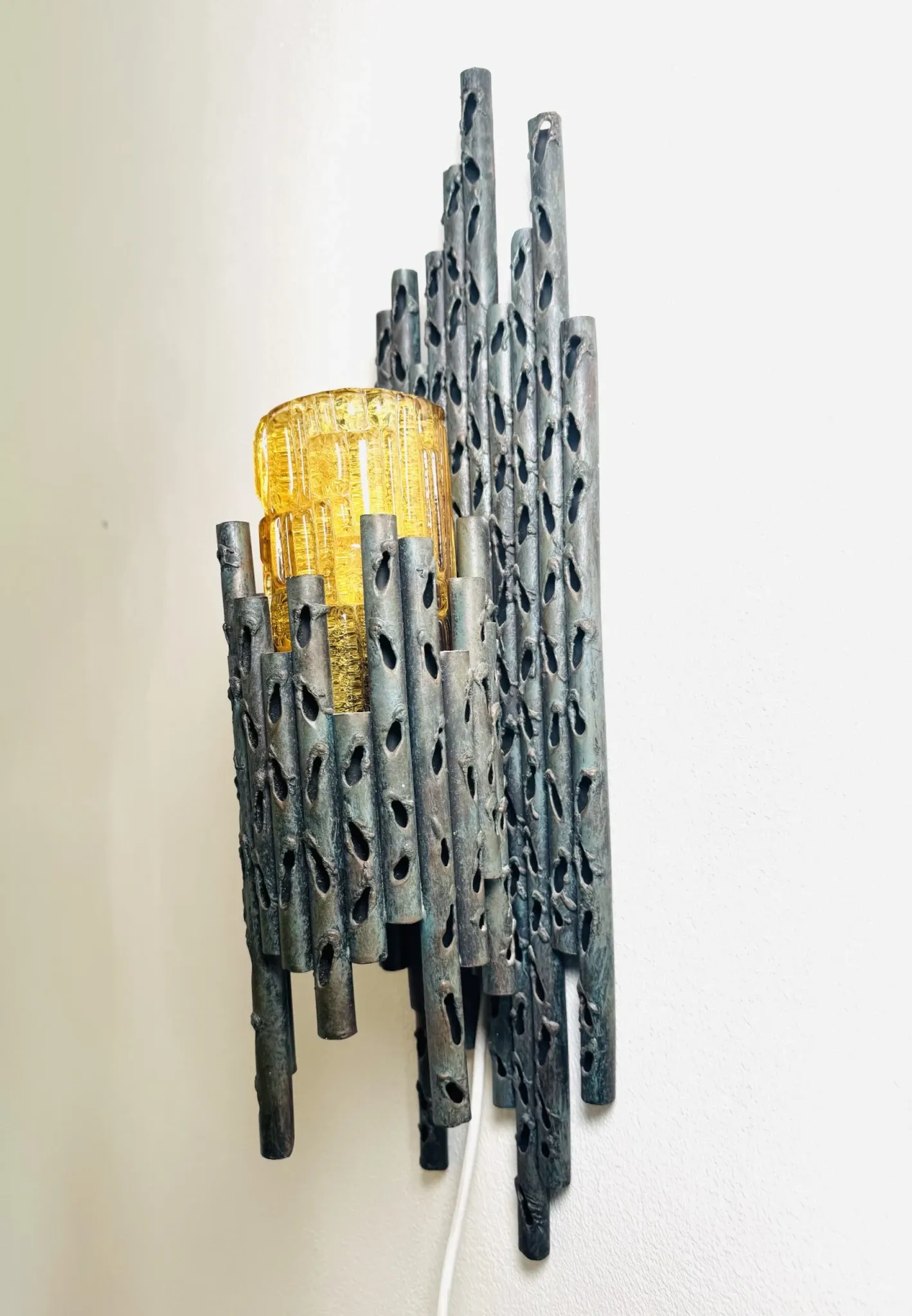 Brutalist Wall Lamp By Marcel Fantoni For Fantoni Studio Firenze, Italy, 1960S