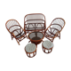 Sofa armchairs and coffee table in vintage rattan of six pieces