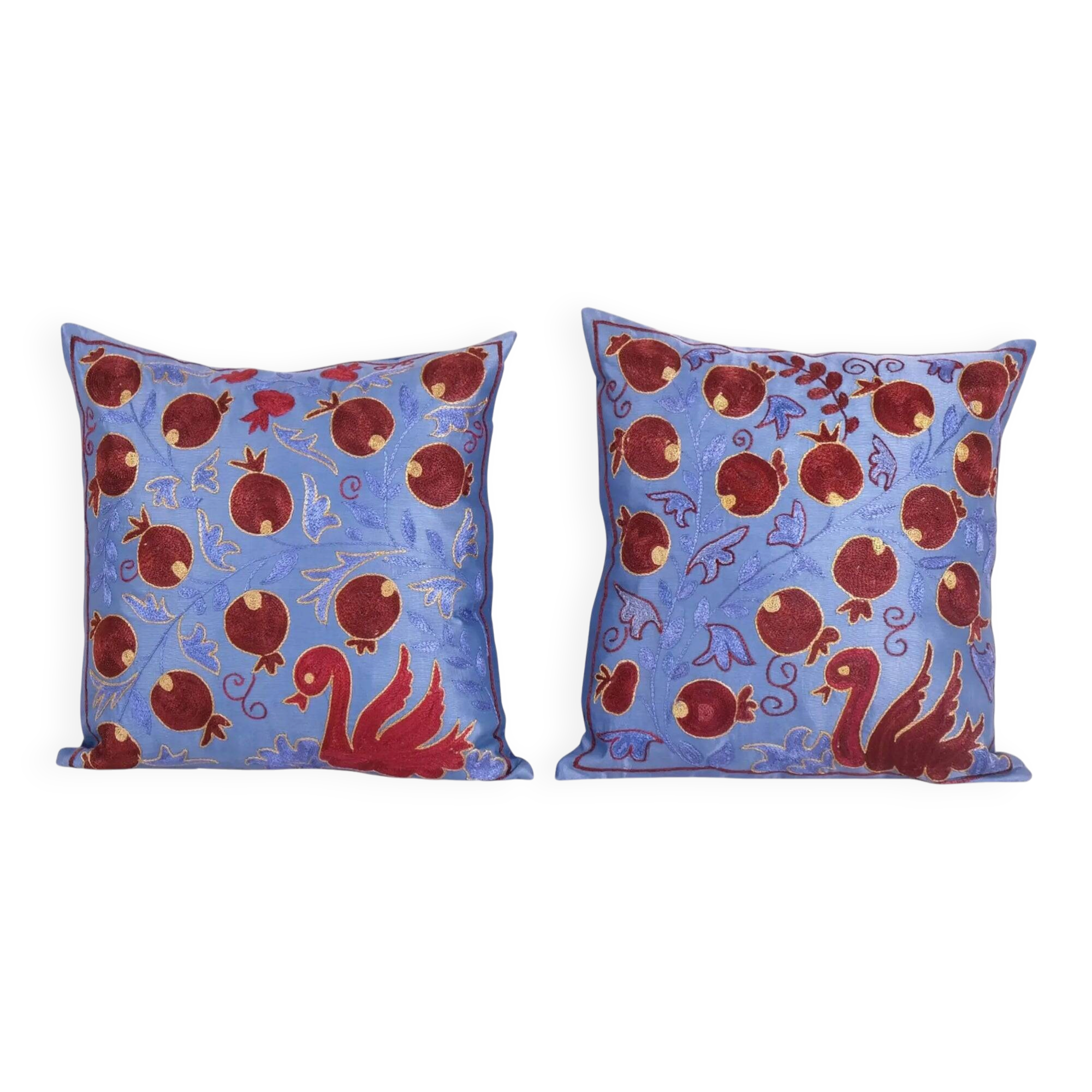 Set of 2 vintage embroidered cushion covers 46x46 cm