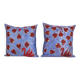 Set of 2 vintage embroidered cushion covers 46x46 cm