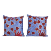 Lot de 2 housses de coussin brodées vintage 46x46 cm